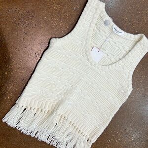 NWT amanda uprichard knit fringe tank size M